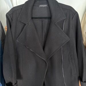 Banana Republic Black Asymmetrical Zip Pea Coat